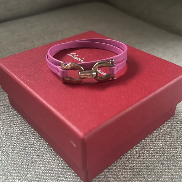Salvatore Ferragamo pink leather wrap bracelet
